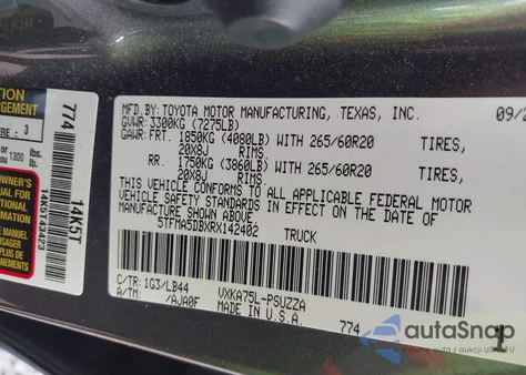 2024 Toyota Tundra 1794 Edition из США, поврежденный, VIN 5TFMA5DBXRX142402